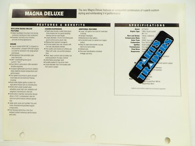 OEM Genuine Honda Red Book Single Page Spec Sheet Magna Deluxe