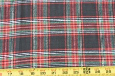 By 1/2 Yd, 45" Wide, Red, Green Black Plaid Flannel, P8580