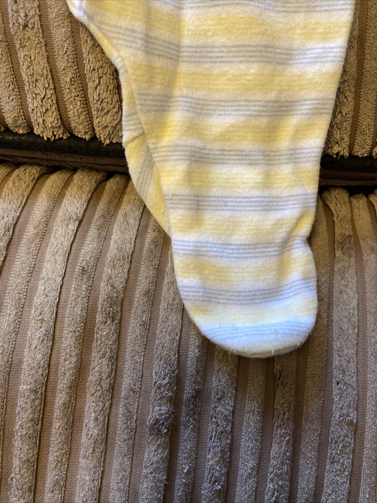 BABY GROW-0-3 MONTHS-YELLOW-BLUE-WHITE-STRIPE-UNISEX image 4