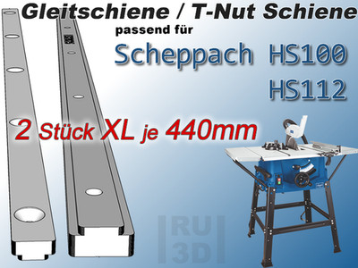 2x 440mm T-Nut Schiene, Gleitschiene Scheppach HS 100 + 112 kompatibel