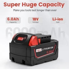 18V M18 Battery Replacement for Milwaukee M18 48-11-1850 1840 1890 Lithium Ion