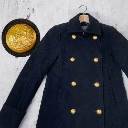 Cappotto doppiopetto Alexander Mcqueen nero bottoni oro donna #EB ZFA