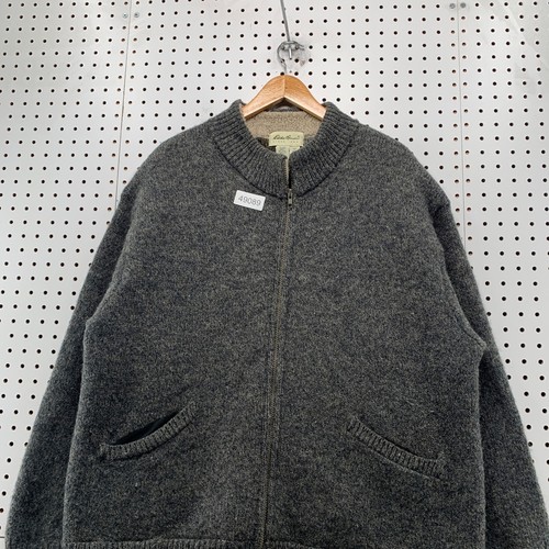Vintage Eddie Bauer Zip Sweater Mens XL Gray 90s Wool Sherpa Lined Made in USA - Picture 5 of 17