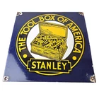 Vintage Stanley Tools Porcelain Sign - Gas Auto Mechanic Garage Shop Sign