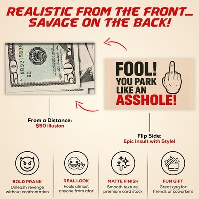 50 Pack Fake $50 Parking Prank Cards – Funny Gag Ticket to Fool
