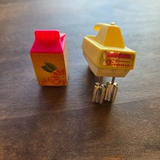 Vintage Barbie Accessories Wind Up Hand Mixer and Pink Orange Juice