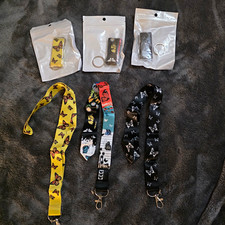 Lot 3 Butterfly ID Badge Holders Lanyards w/ Swivel Hooks 3 Pouches