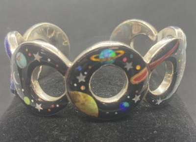Beautiful Philippines 925 Sterling Galaxy Inlay Cuff Multistone 29g Native Theme