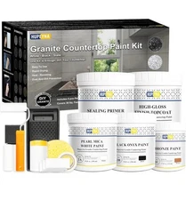 Granite Countertop Paint Kit, Black Glossy Counter Top Refinishing Kit HPHGY001