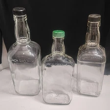 3 Vintage JACK DANIELS Whiskey Bottles Lady's Leg Pint-3/4 Quart Embossed L@@K
