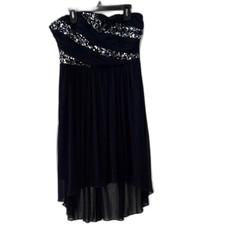 City Triangles Sequin Strapless High Low Prom Dress Navy Juniors 9