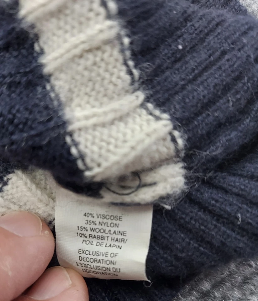 Suéter Y2K Abercrombie & Fitch Mujer Pequeño Azul Rayas Cable Tejido Cuchara Bella Foto 4 de 4