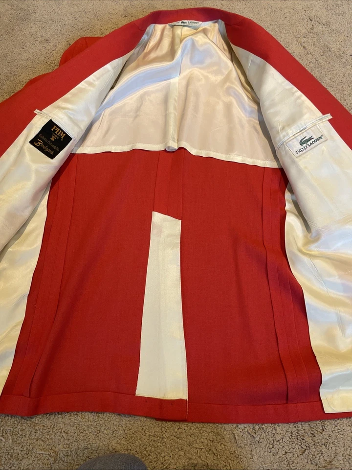 Vtg 1950s LACOSTE IZOD Men's Sport Coat Blazer Size 40 Red 2 Button Preppy - Image 4 of 4