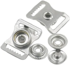 5 Sets Adjustable Cap Buckle Webbing Non-Slip Tooth Snap Fastener Leather Button