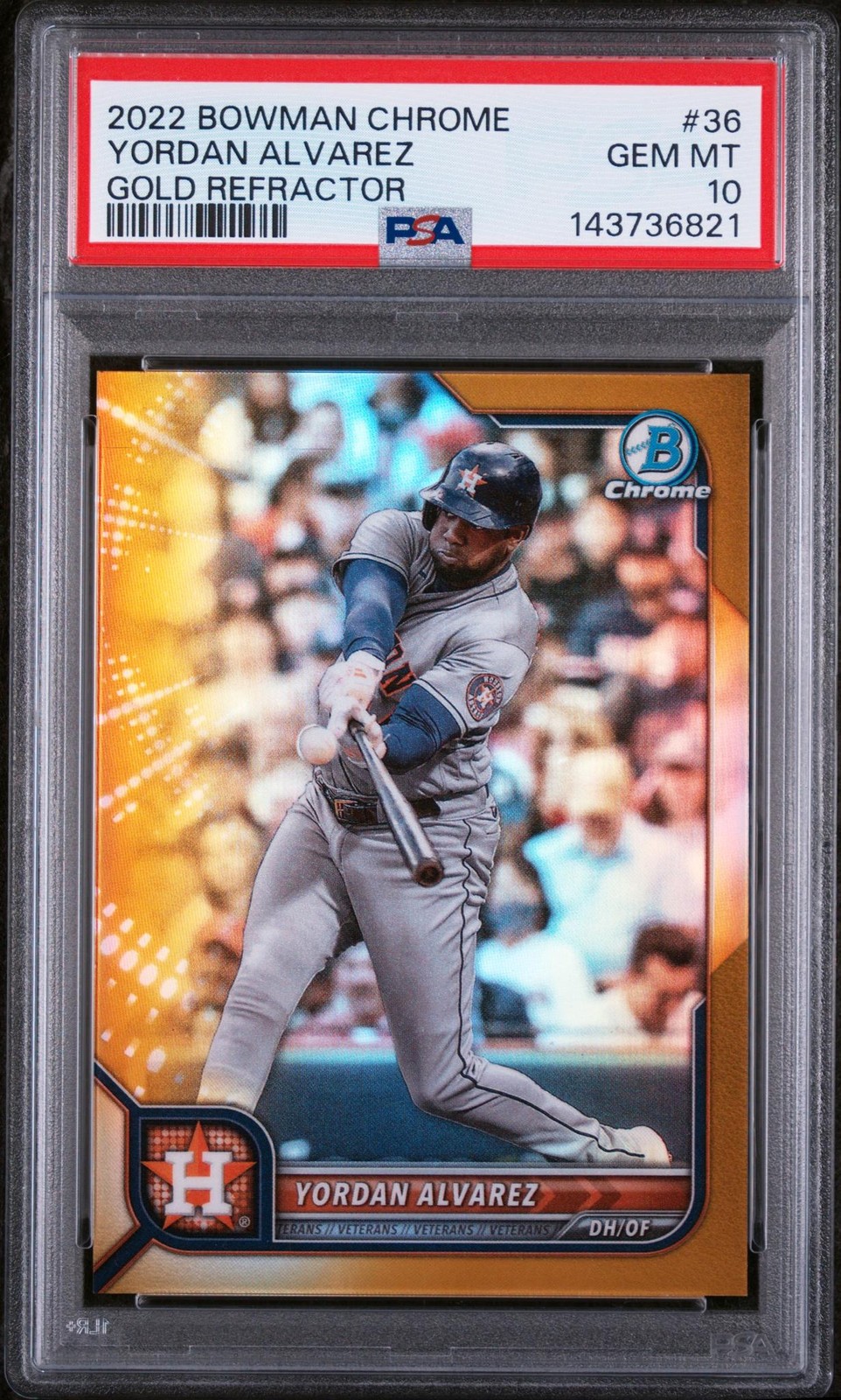 2022 Bowman Chrome Gold Refractor Yordan Alvarez #36 /50 PSA 10