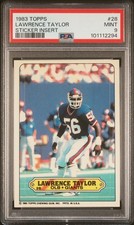 1983 TOPPS STICKERS INSERT #28 LAWRENCE TAYLOR PSA 9