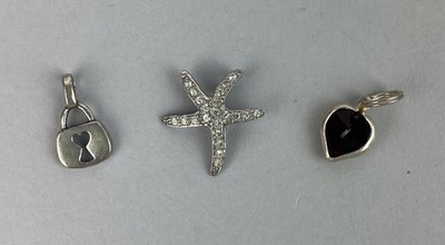 Verschiedenes Konvolut 3 Sterling Silber Anhänger 925 Strass Seestern Medaillon Herz