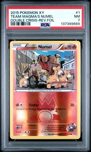 Pokemon Card Team Magma's Numel 1/34 Reverse Holo Foil Double Crisis PSA 7
