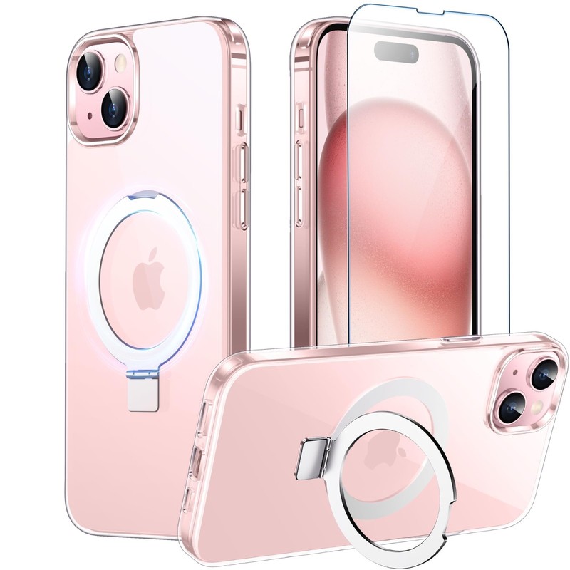  iPhone 15 Case/iPhone 14 Case, with Invisible Kickstand Crystal Clear