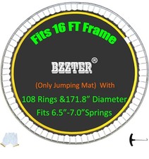 16 FT Trampoline Replacement Mat 108 Rings 171.8" Dia for 6.5"-7" Springs Hook