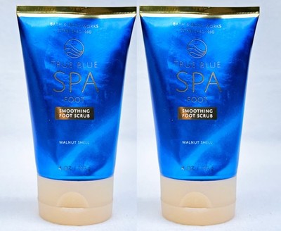 2 Bath Body Works True Blue Spa SMOOTHING FOOT SCRUB Walnut Shell 4 oz