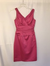 Davids Bridal Sleeveless Satin Dress Size 6, Dark pink, preowned