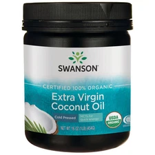 Swanson Certified 100% Organic Extra Virgin Coconut Oil 16 oz Solid Oil