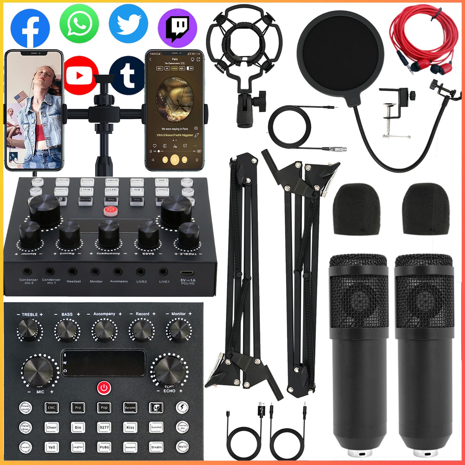 BM800 Podcast Equipment Bundle Studio Recording Kit Music Mi
