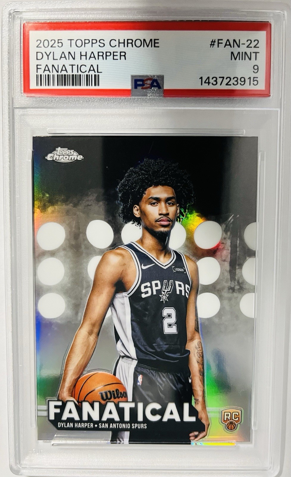 2025-26 Topps Chrome Dylan Harper Fanatical Rookie SSP #FAN-22 Spurs PSA 9 Mint