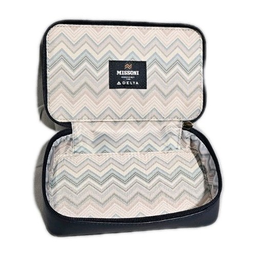 Missoni Exclusively for Delta Designer Logo Travel Makeup Toiletry Blue Zip Bag