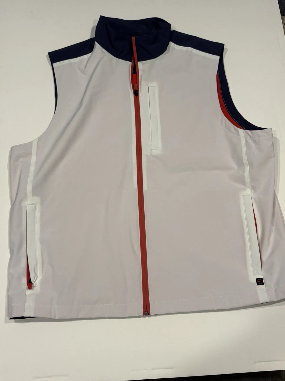 Vineyard Vines On-The-Go OTG Mariner Vest Men's XL White Full Zip Preppy Golf