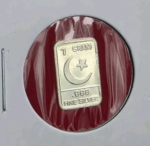 Star & Moon - 1 Gram .999 Fine Pure Silver Bullion Mini Art Proof Bar Ingot Coin
