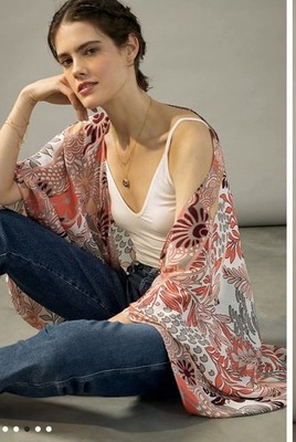 By Anthropologie Larissa Floral Kimono One Size Fits Most Cocoon Style Drape A25