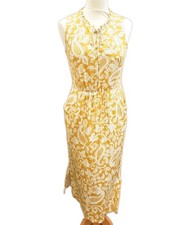 Boden Jersey Dress Sleeveless Mustard & White Midi BNWT Size 8 Charity Sale