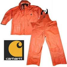 Carhartt PVC Bib Rain Jacket Set Waterproof Storm Men's Size XL Blaze Orange