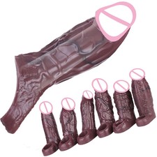 Penis Sheath Male Bigger Sleeve Girth Fantasy Reusable Condom Extender Enlarger