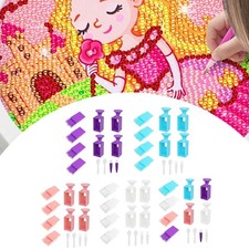 4 Pieces Rhinestone Paintings Tray with Brush and Spoon Flip Drill Plate