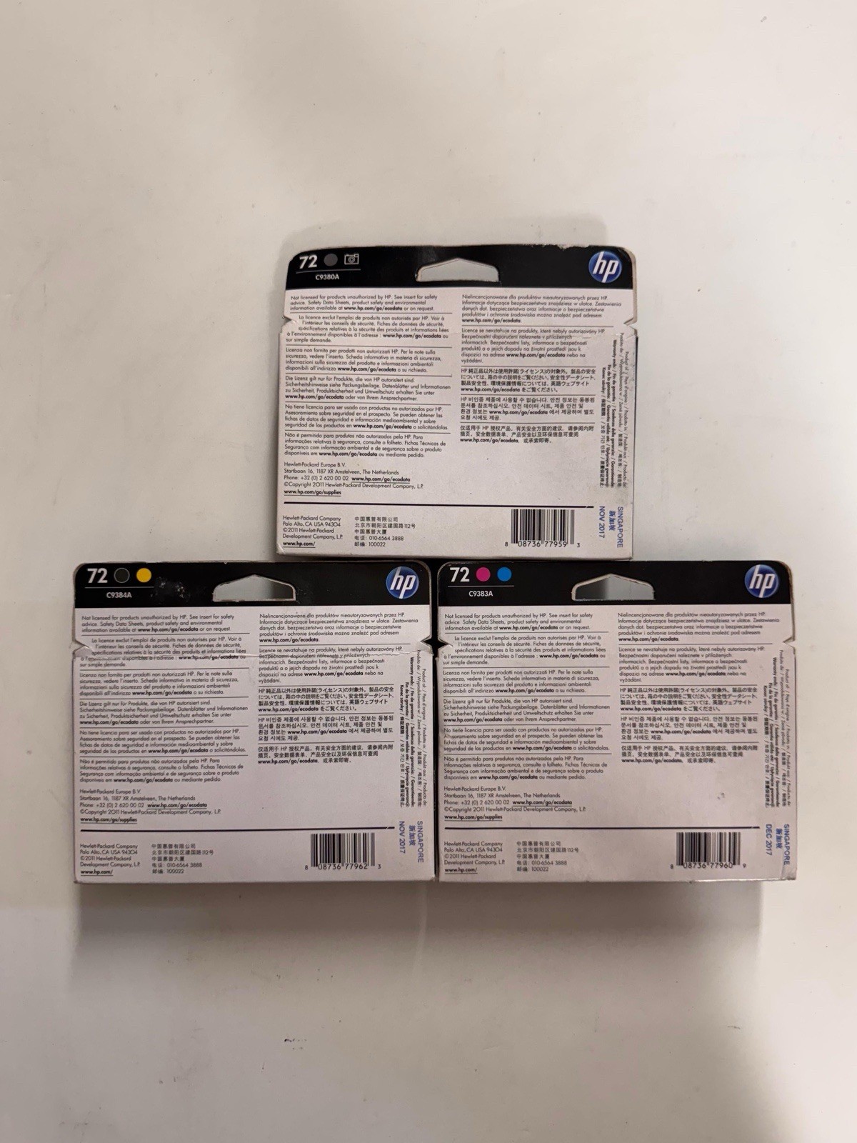 GENUINE SET 3 HP 72 PRINTHEADS DESIGNJET T610 T1100 C9380A C9383A C9384A SEALED