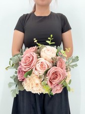 Blush Pink Rose Bridal Bouquet, Dusty Rose Wedding Flowers, Silk Flower Bouquet