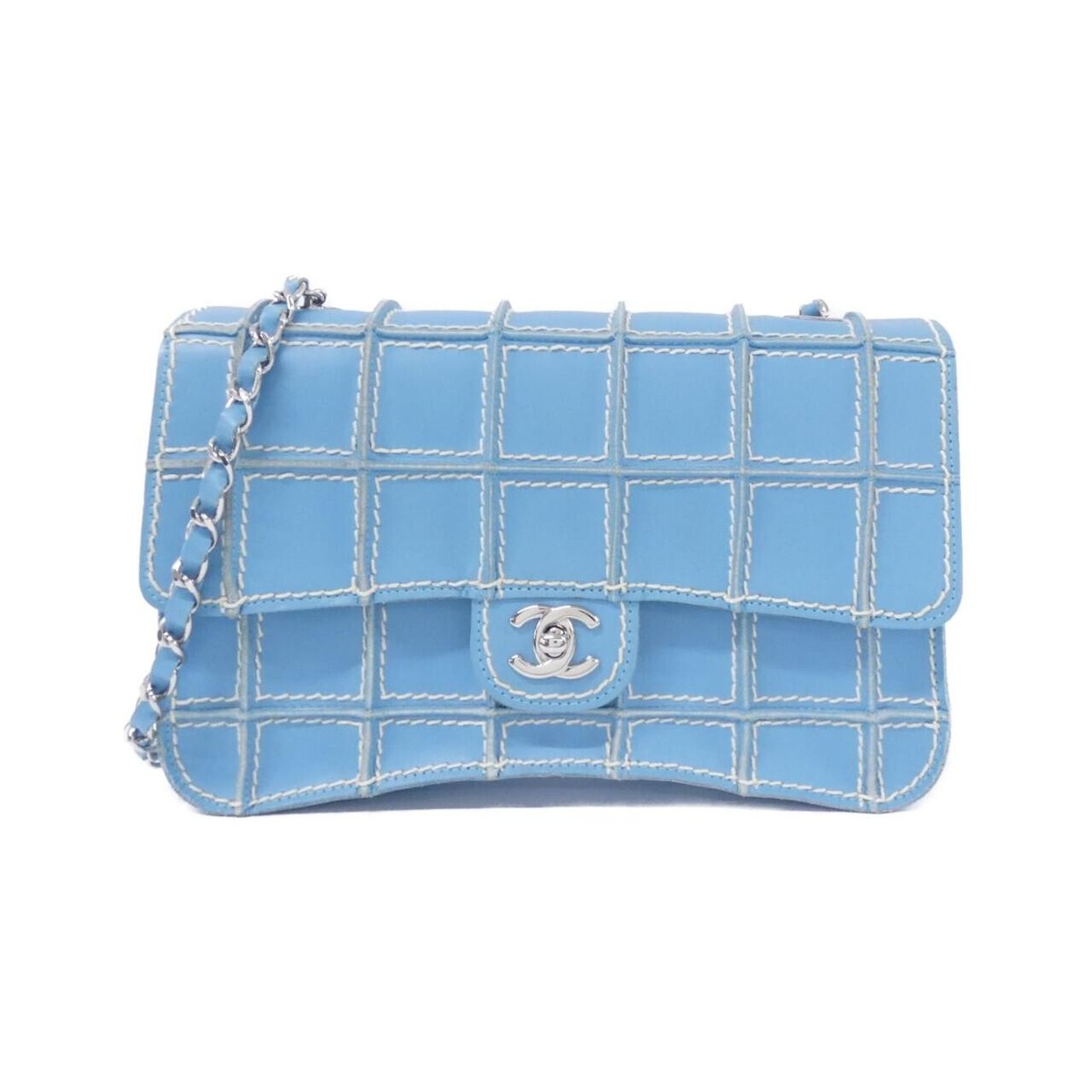 vintage CHANEL レザーリボンチェーンベルト　ブルー Authentic VINTAGE CHANEL 19150 Shoulder bag #260-007-215