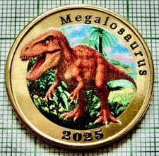 ADONARA ISLAND 2025 7 Dollars Dinosaurs - Megalosaurus Coloured, Fantasy Issue