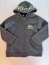 QUICKSILVER Youth Charcoal Zip Sherpa Lined Fleece Hoodie XS 5/6