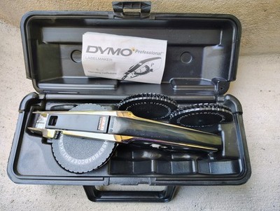 Vintage DYMO 1570 Esselte Label Maker Chrome Original Hard Case 3 Wheels 1996