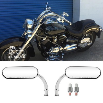 Chrom Oval Motorrad Rück Spiegel M8 M10 für Yamaha V Star XVS 250 650 950 1100