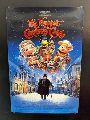 1992 Disney THE MUPPET CHRISTMAS CAROL Movie Poster 27x40 Kermit / Gold Foil