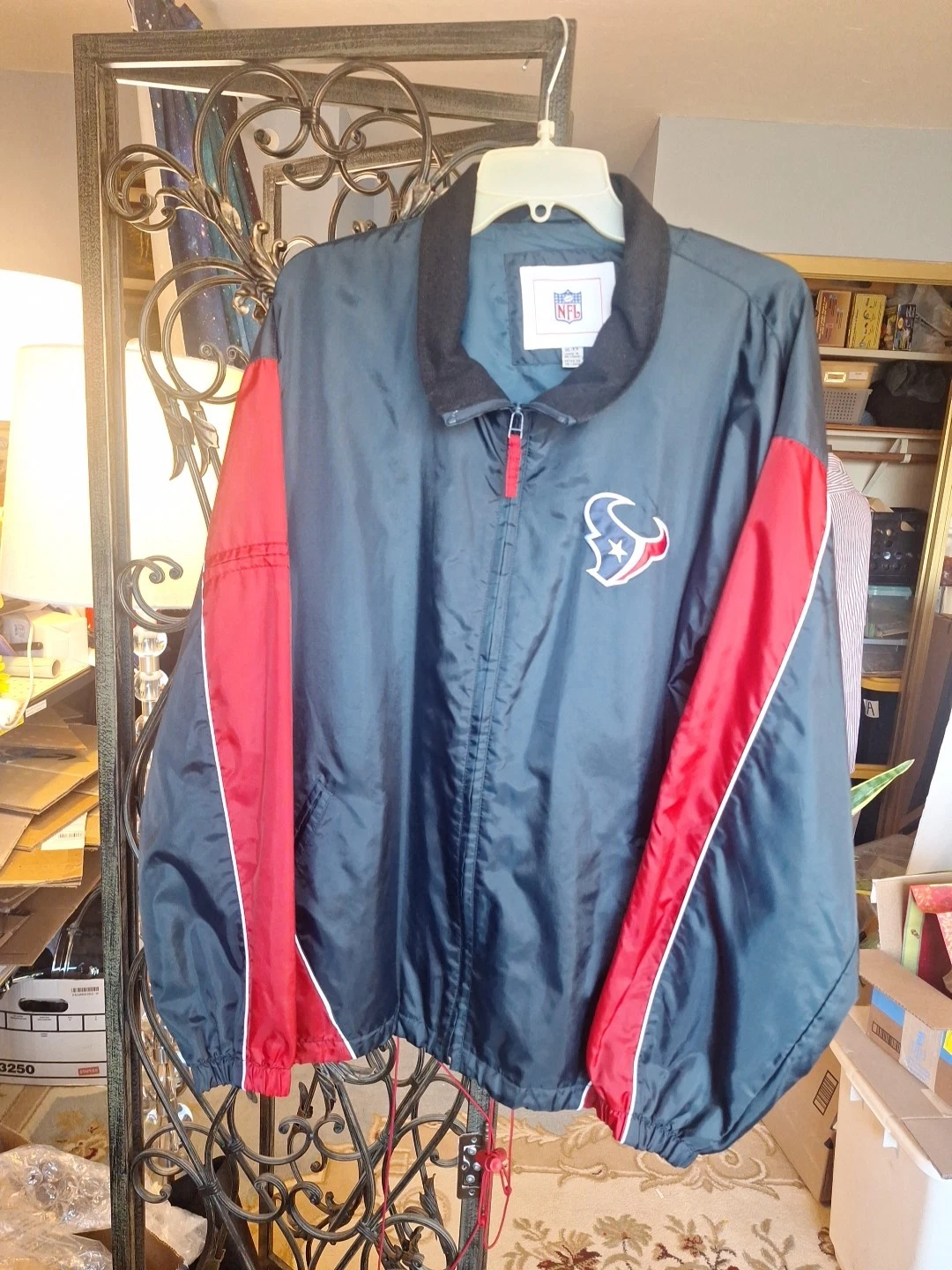 Houston Texans Jacket Mens X-Large NFL Team Apparel Hooded Full Zip Windbreaker