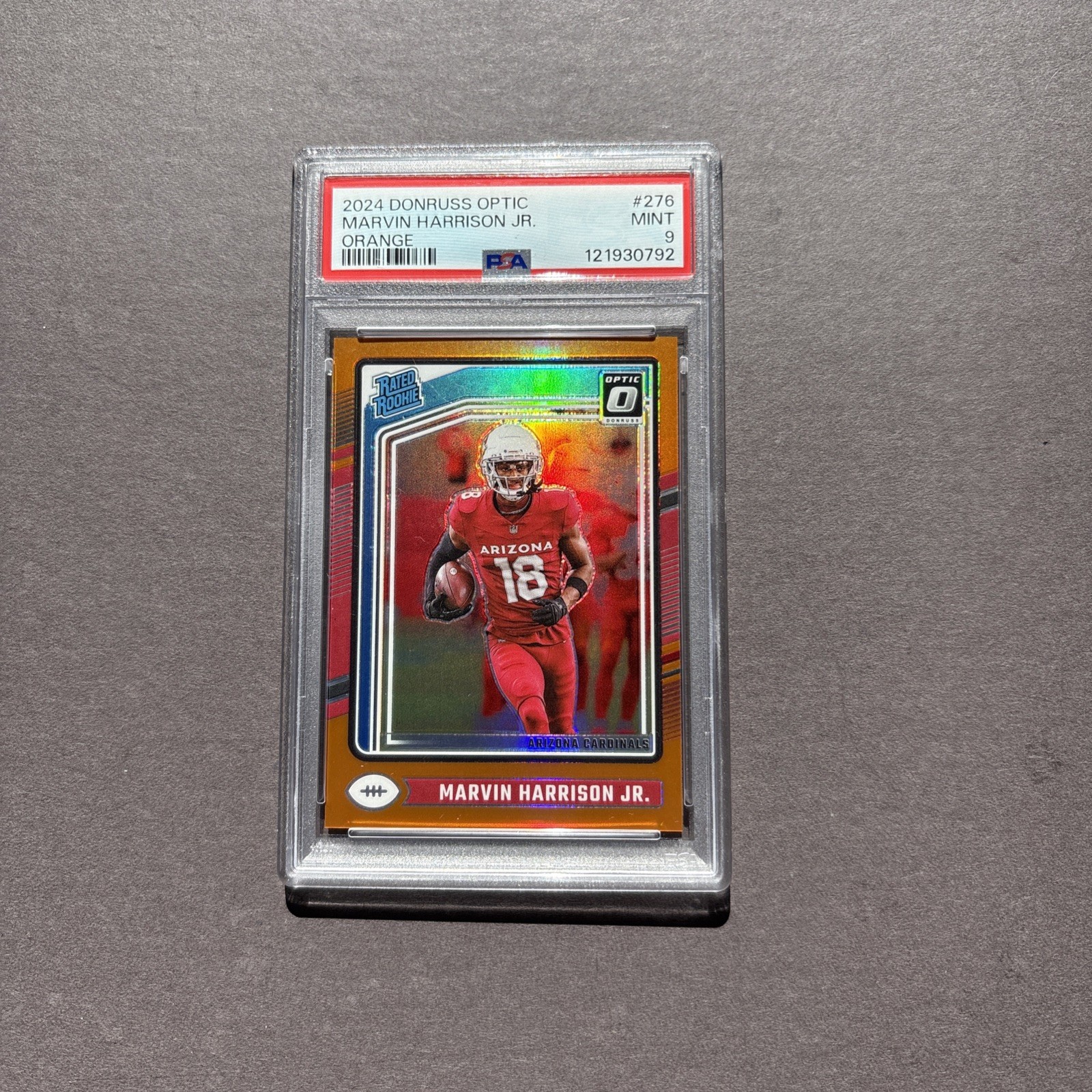 Marvin Harrison Jr 2024 Donruss Optic # 276 - Orange - 043/249 - PSA Mint 9