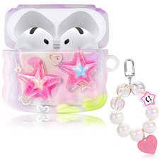 Cute Cases for AirPod 4 with Love Pendant Colorful Round Bead