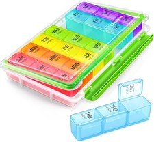 AUVON Weekly Pill Organizer 3 Times a Day with Moisture-Proof Design, Clear