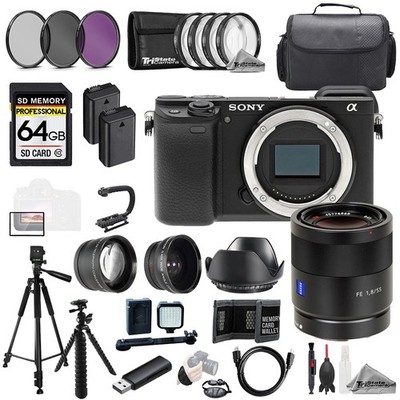 Sony a6400 + Sonnar T* FE 55mm f/1.8 ZA Lens+64GB+Ext Bat+9 PC Filter-MEGA Kit